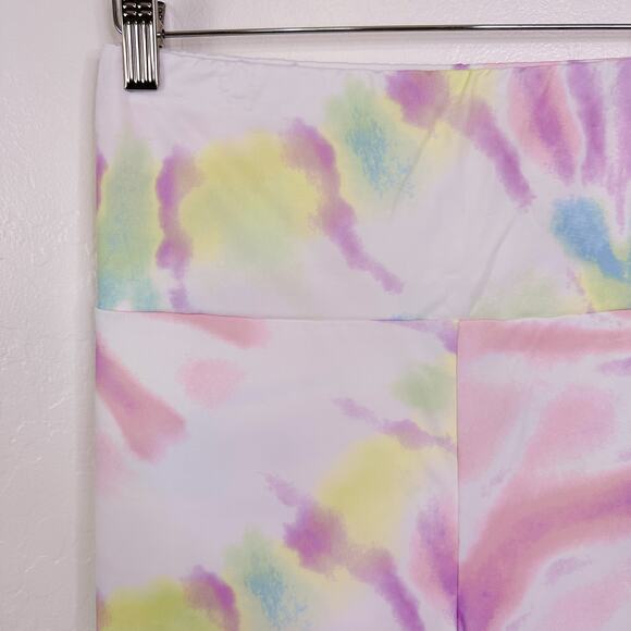 AFRM Lawson High Waisted Bike Shorts Pastel Tie Dye Pink Purple plus size 1X NEW - Picture 3 of 10